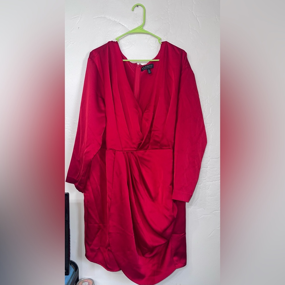 Eloquii Vibrant Red Long Sleeve Dress